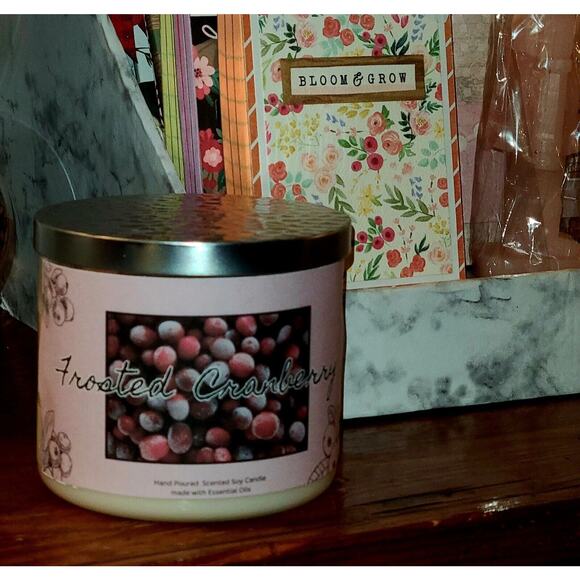 3 Wick Frosted Cranberry 14oz Candle - Picture 2 of 5